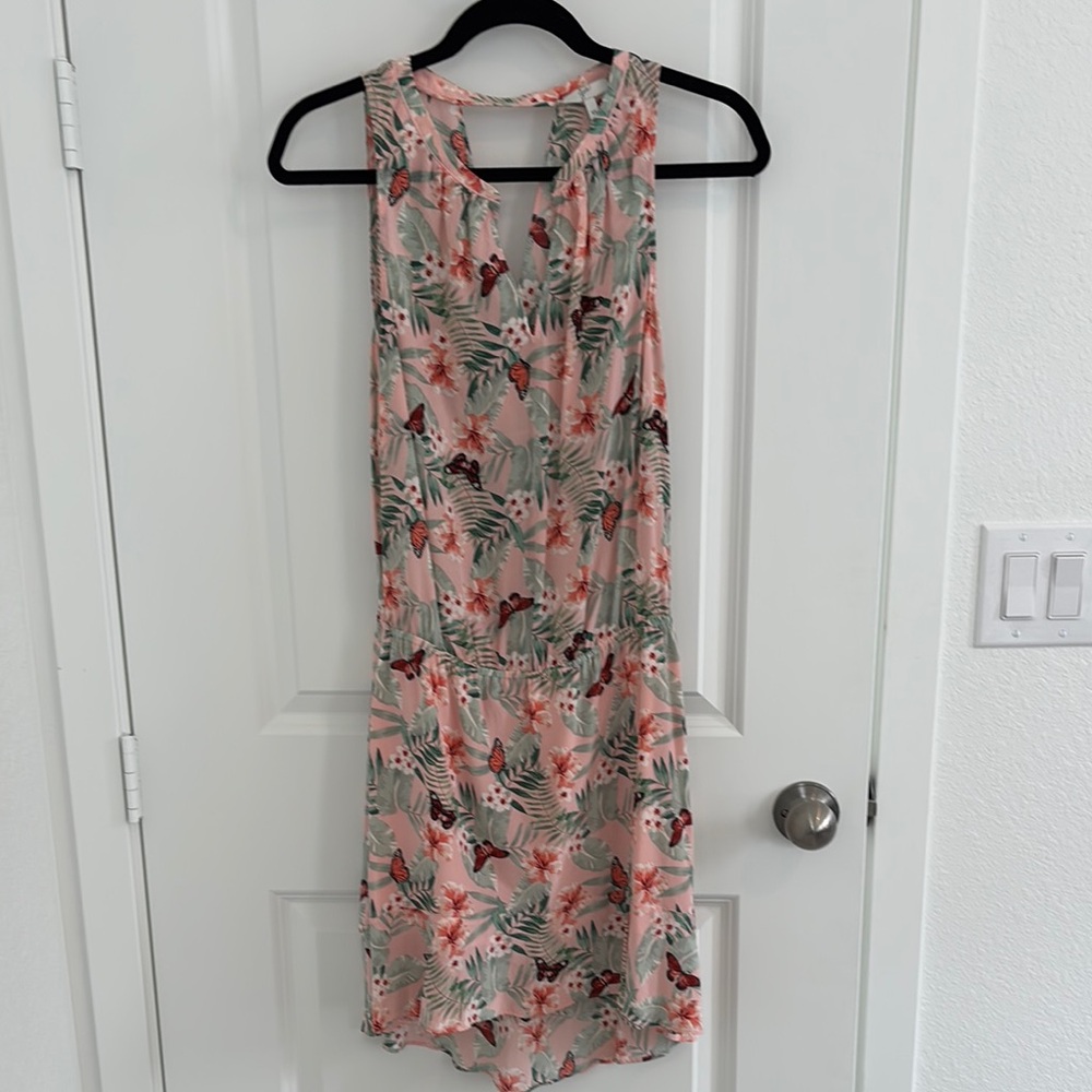 Floral Sleeveless Dress - Pink and Green